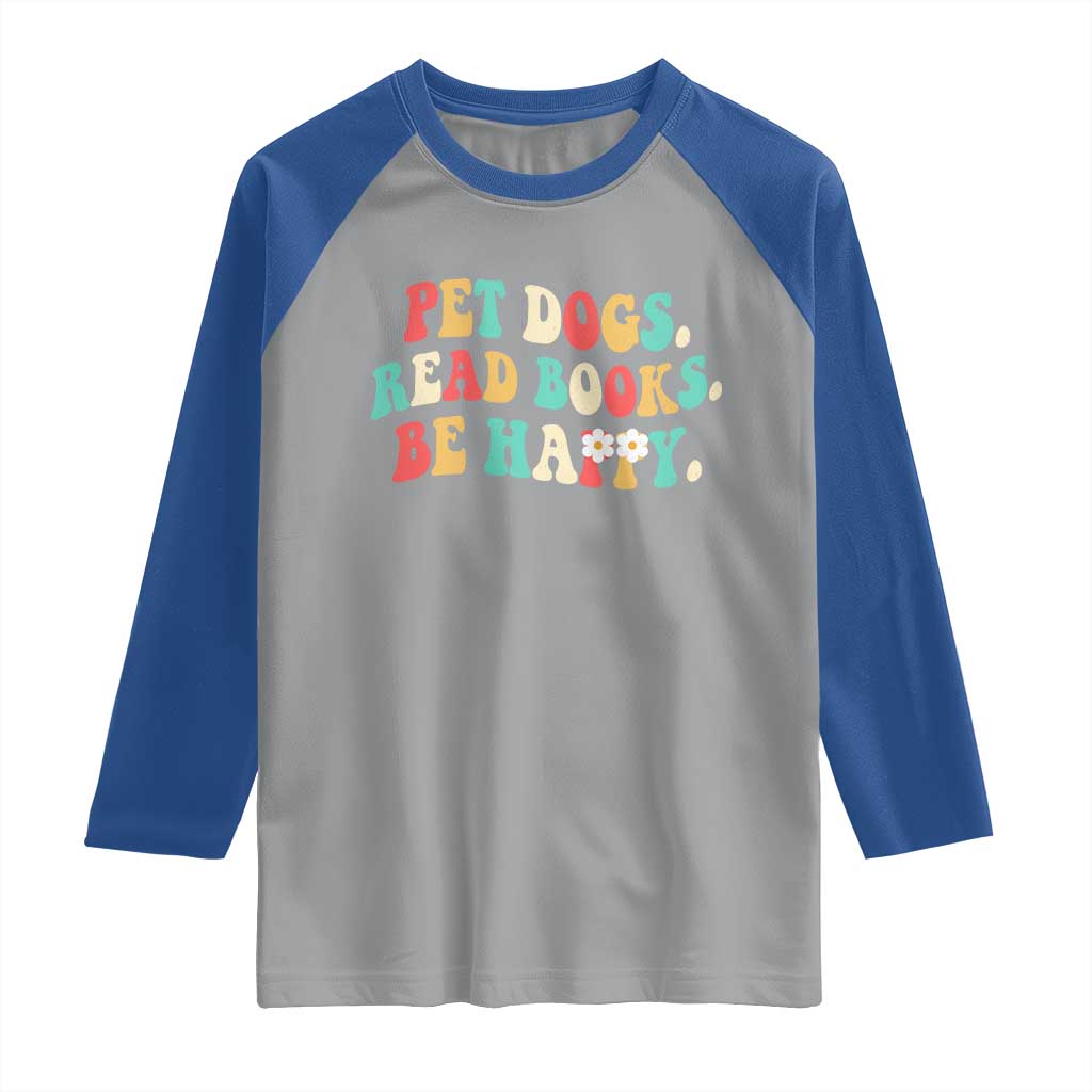 Dog Book Lover Raglan Shirt Retro Groovy Flower Bookish Dog Mom Gift TS10 Sport Gray Royal Print Your Wear