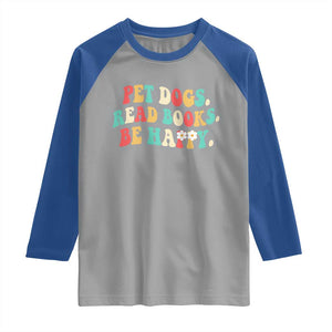 Dog Book Lover Raglan Shirt Retro Groovy Flower Bookish Dog Mom Gift TS10 Sport Gray Royal Print Your Wear