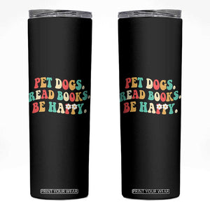 Dog Book Lover Skinny Tumbler Retro Groovy Flower Bookish Dog Mom Gift TS10 Black Print Your Wear