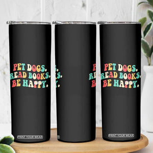 Dog Book Lover Skinny Tumbler Retro Groovy Flower Bookish Dog Mom Gift TS10 Print Your Wear