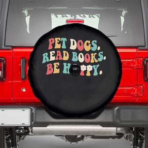 Dog Book Lover Spare Tire Cover Retro Groovy Flower Bookish Dog Mom Gift TS10 Black Print Your Wear