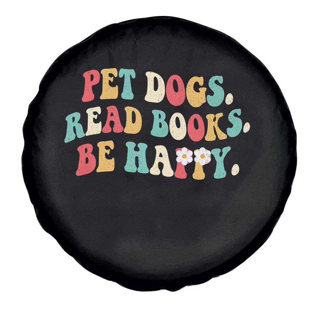 Dog Book Lover Spare Tire Cover Retro Groovy Flower Bookish Dog Mom Gift TS10 Print Your Wear