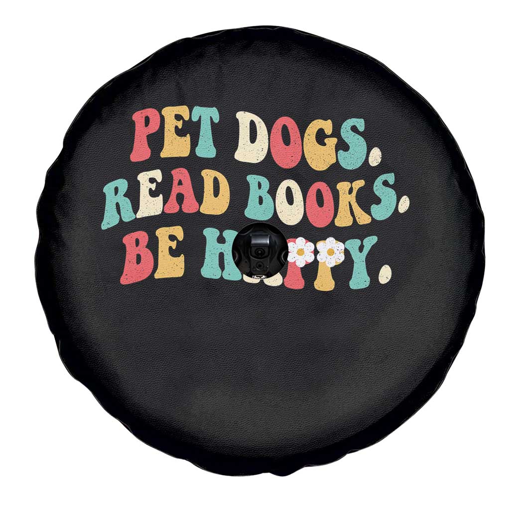 Dog Book Lover Spare Tire Cover Retro Groovy Flower Bookish Dog Mom Gift TS10 Print Your Wear