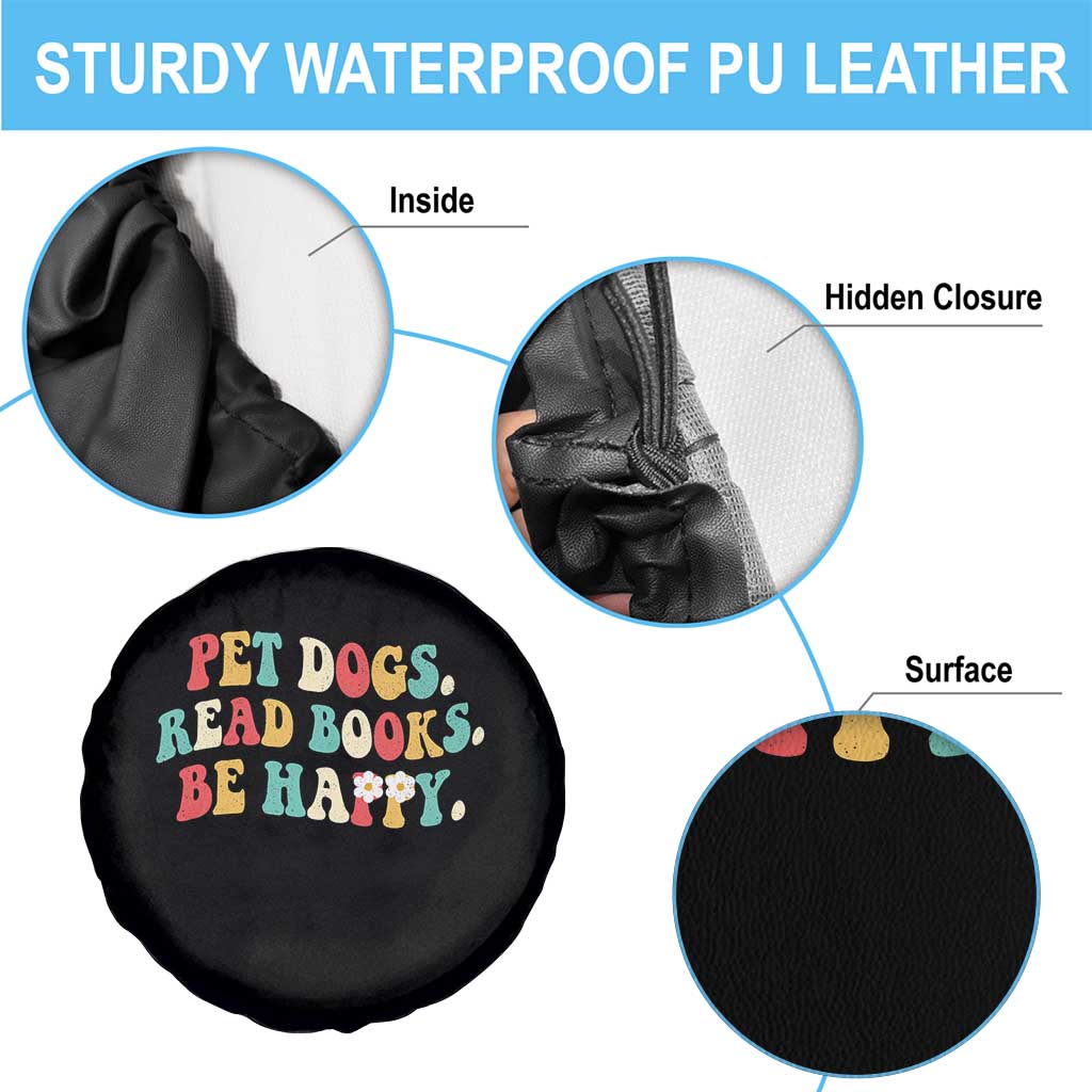Dog Book Lover Spare Tire Cover Retro Groovy Flower Bookish Dog Mom Gift TS10 Print Your Wear