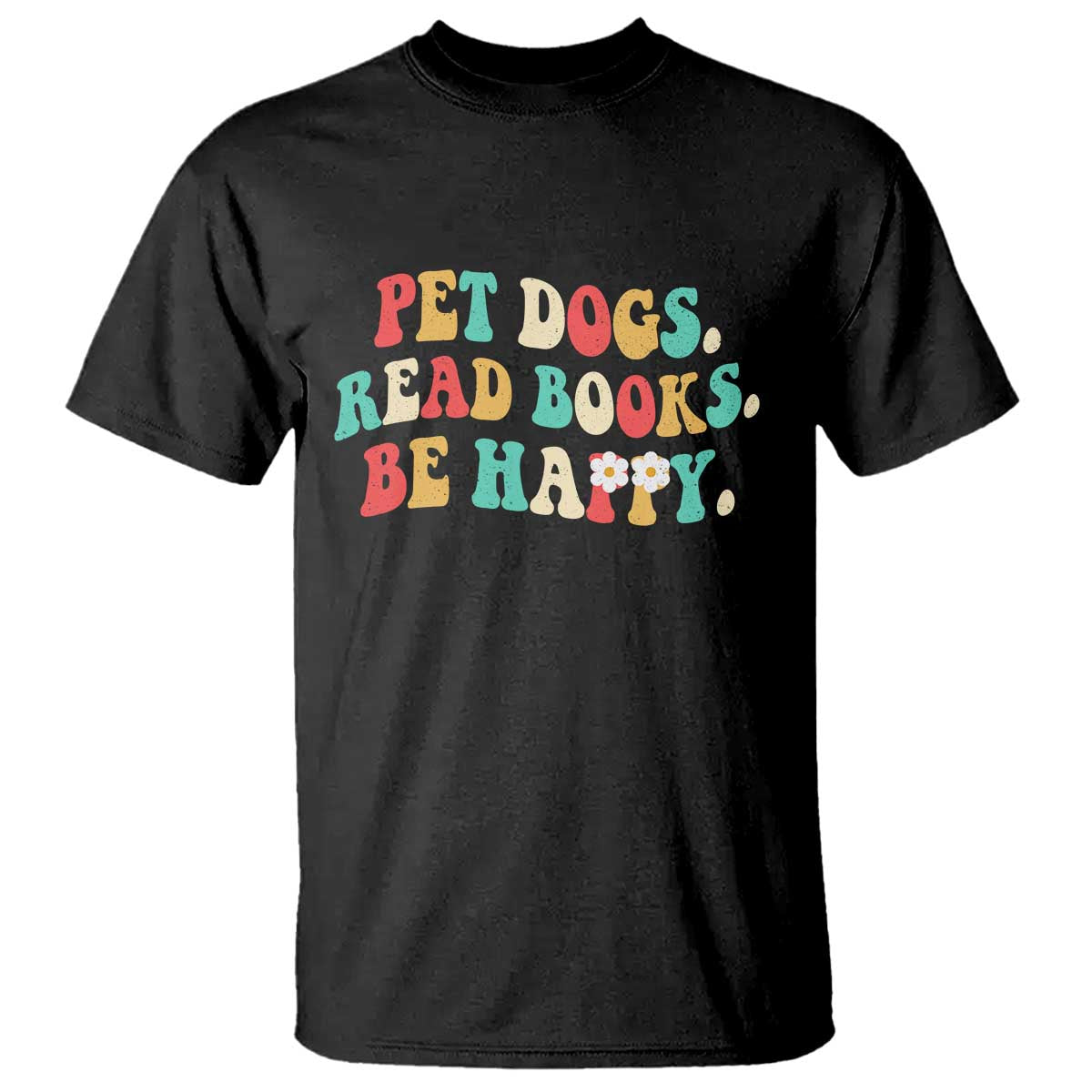 Dog Book Lover T Shirt Retro Groovy Flower Bookish Dog Mom Gift TS10 Black Print Your Wear