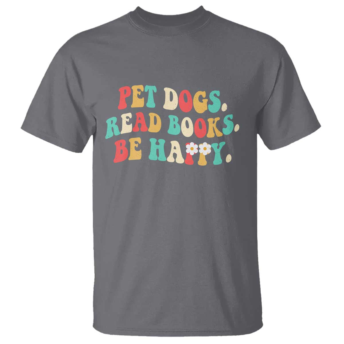 Dog Book Lover T Shirt Retro Groovy Flower Bookish Dog Mom Gift TS10 Charcoal Print Your Wear