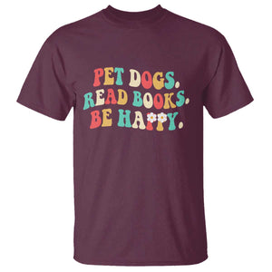 Dog Book Lover T Shirt Retro Groovy Flower Bookish Dog Mom Gift TS10 Maroon Print Your Wear