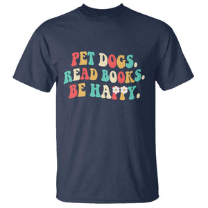 Dog Book Lover T Shirt Retro Groovy Flower Bookish Dog Mom Gift TS10 Navy Print Your Wear