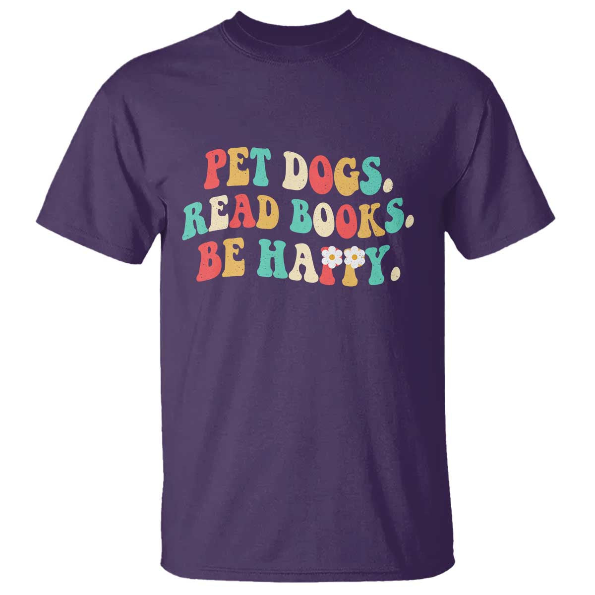 Dog Book Lover T Shirt Retro Groovy Flower Bookish Dog Mom Gift TS10 Purple Print Your Wear