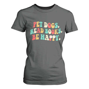 Dog Book Lover T Shirt For Women Retro Groovy Flower Bookish Dog Mom Gift TS10 Dark Heather Print Your Wear