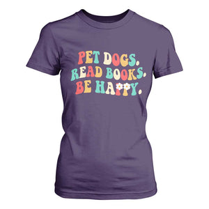 Dog Book Lover T Shirt For Women Retro Groovy Flower Bookish Dog Mom Gift TS10 Purple Print Your Wear