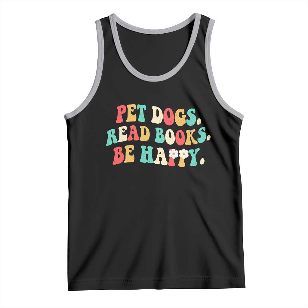 Dog Book Lover Tank Top Retro Groovy Flower Bookish Dog Mom Gift TS10 Black Athletic Heather Print Your Wear