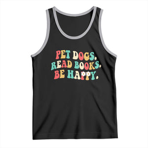 Dog Book Lover Tank Top Retro Groovy Flower Bookish Dog Mom Gift TS10 Black Athletic Heather Print Your Wear