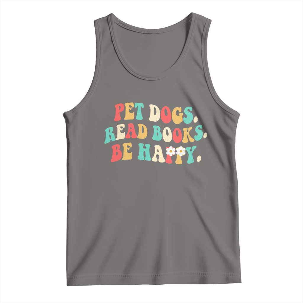 Dog Book Lover Tank Top Retro Groovy Flower Bookish Dog Mom Gift TS10 Deep Heather Print Your Wear