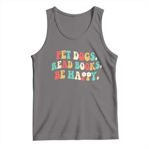 Dog Book Lover Tank Top Retro Groovy Flower Bookish Dog Mom Gift TS10 Deep Heather Print Your Wear