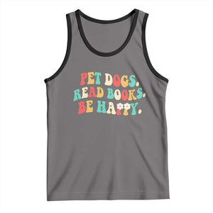 Dog Book Lover Tank Top Retro Groovy Flower Bookish Dog Mom Gift TS10 Deep Heather Black Print Your Wear