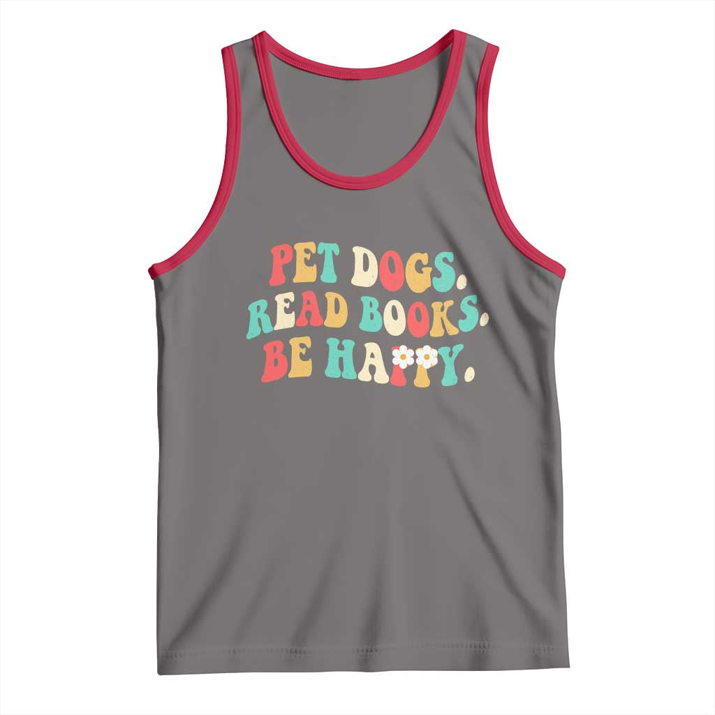 Dog Book Lover Tank Top Retro Groovy Flower Bookish Dog Mom Gift TS10 Deep Heather Red Print Your Wear