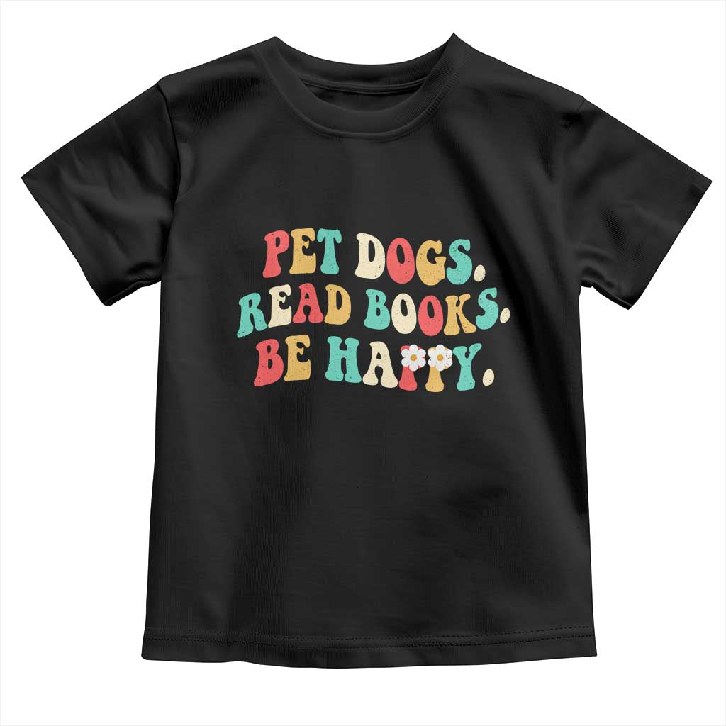 Dog Book Lover Toddler T Shirt Retro Groovy Flower Bookish Dog Mom Gift TS10 Black Print Your Wear