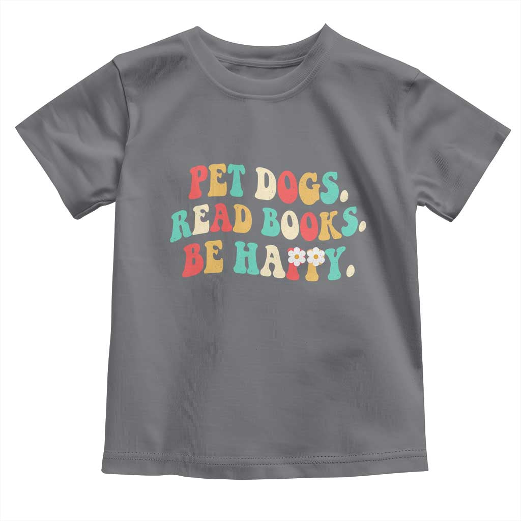 Dog Book Lover Toddler T Shirt Retro Groovy Flower Bookish Dog Mom Gift TS10 Charcoal Print Your Wear