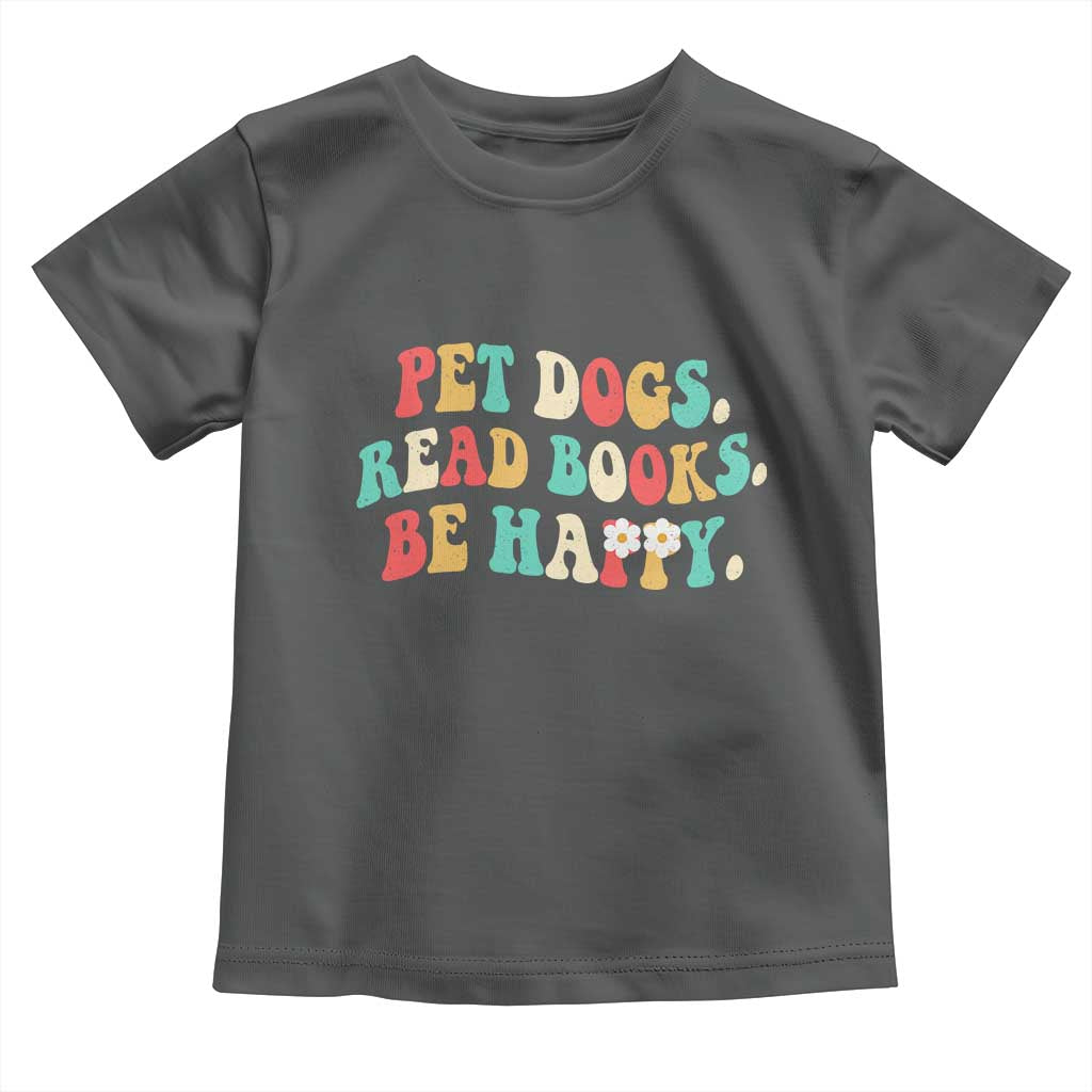 Dog Book Lover Toddler T Shirt Retro Groovy Flower Bookish Dog Mom Gift TS10 Dark Heather Print Your Wear