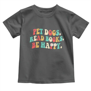 Dog Book Lover Toddler T Shirt Retro Groovy Flower Bookish Dog Mom Gift TS10 Dark Heather Print Your Wear