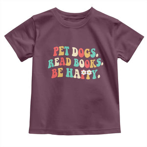 Dog Book Lover Toddler T Shirt Retro Groovy Flower Bookish Dog Mom Gift TS10 Maroon Print Your Wear