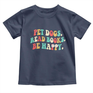 Dog Book Lover Toddler T Shirt Retro Groovy Flower Bookish Dog Mom Gift TS10 Navy Print Your Wear