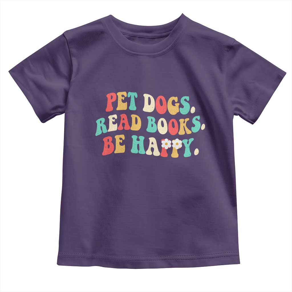 Dog Book Lover Toddler T Shirt Retro Groovy Flower Bookish Dog Mom Gift TS10 Purple Print Your Wear