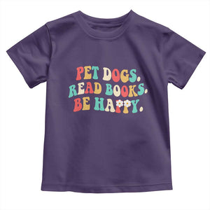Dog Book Lover Toddler T Shirt Retro Groovy Flower Bookish Dog Mom Gift TS10 Purple Print Your Wear
