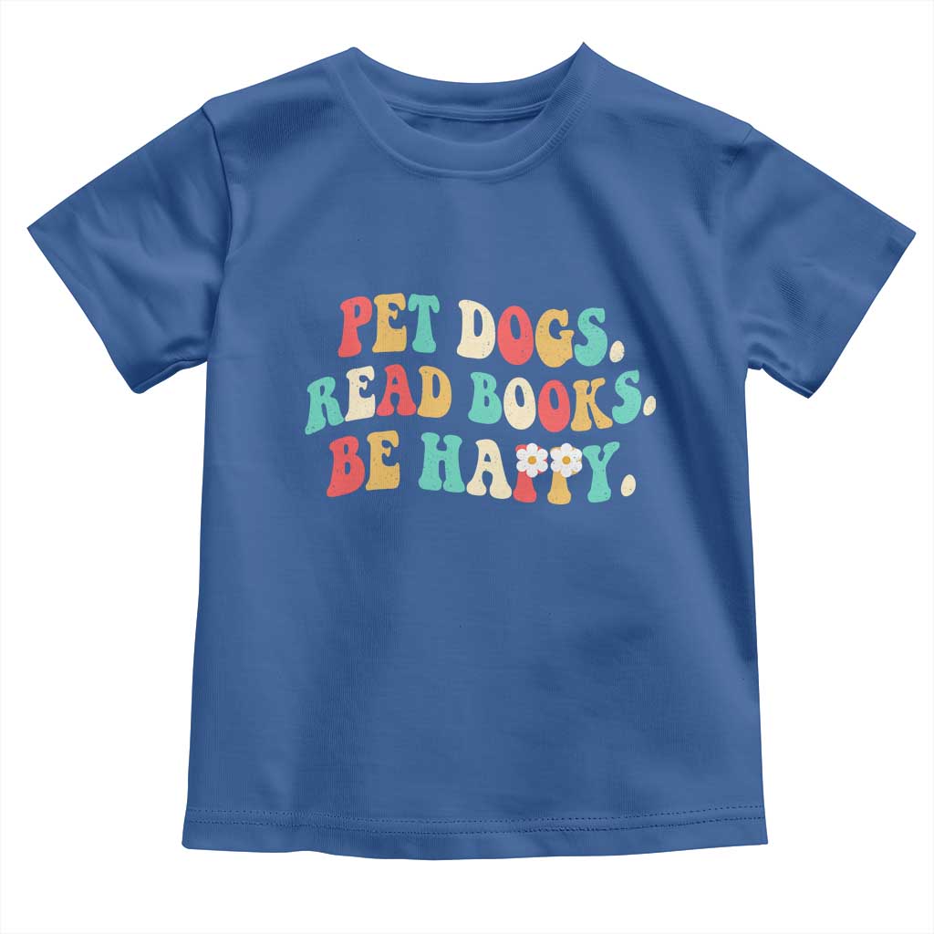 Dog Book Lover Toddler T Shirt Retro Groovy Flower Bookish Dog Mom Gift TS10 Royal Blue Print Your Wear