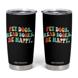 Dog Book Lover Tumbler Cup Retro Groovy Flower Bookish Dog Mom Gift TS10 Black Print Your Wear