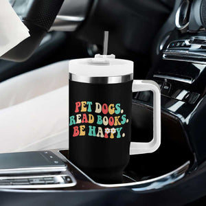 Dog Book Lover Tumbler With Handle Retro Groovy Flower Bookish Dog Mom Gift TS10 Print Your Wear