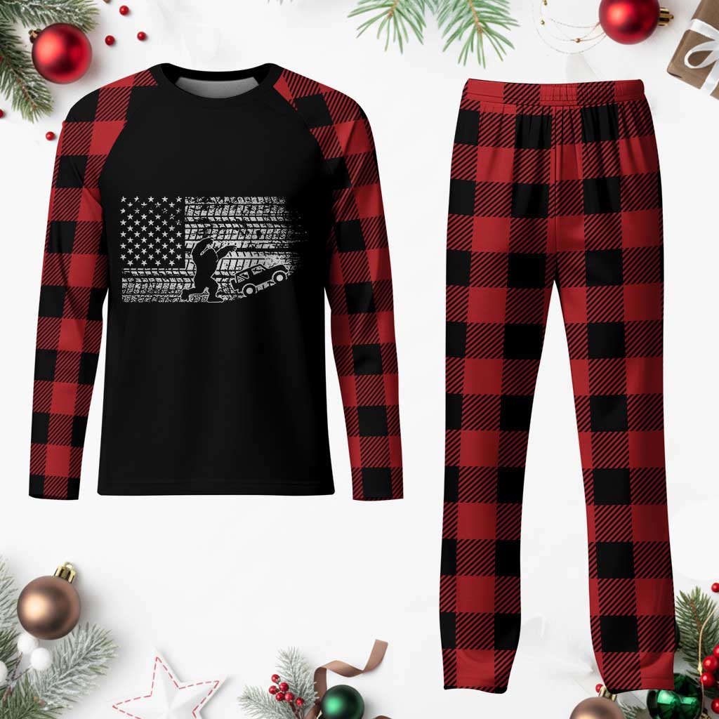 Bigfoot Offroad Car Plaid Pajama Set Retro Sasquatch 4x4 UTV ATV Funny American Flag TS10 Buffalo Plaid Print Your Wear