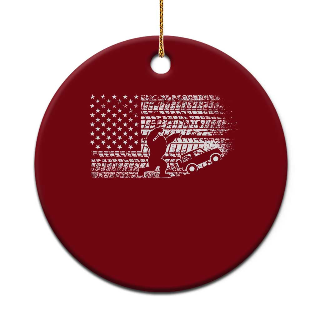 Bigfoot Offroad Car Ceramic Ornament Retro Sasquatch 4x4 UTV ATV Funny American Flag TS10 1pc Red Print Your Wear