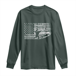 Bigfoot Offroad Car Long Sleeve Shirt Retro Sasquatch 4x4 UTV ATV Funny American Flag TS10 Dark Forest Green Print Your Wear