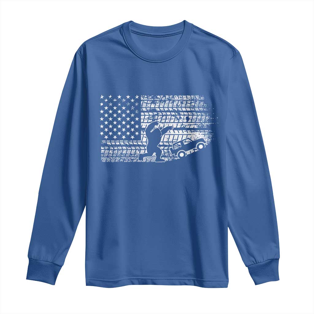 Bigfoot Offroad Car Long Sleeve Shirt Retro Sasquatch 4x4 UTV ATV Funny American Flag TS10 Royal Blue Print Your Wear