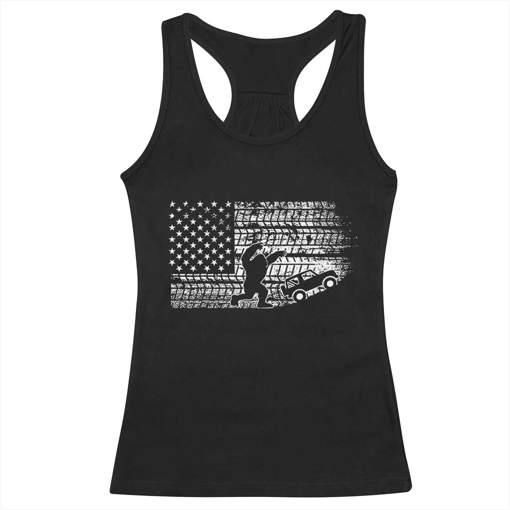 Bigfoot Offroad Car Racerback Tank Top Retro Sasquatch 4x4 UTV ATV Funny American Flag TS10 Black Print Your Wear