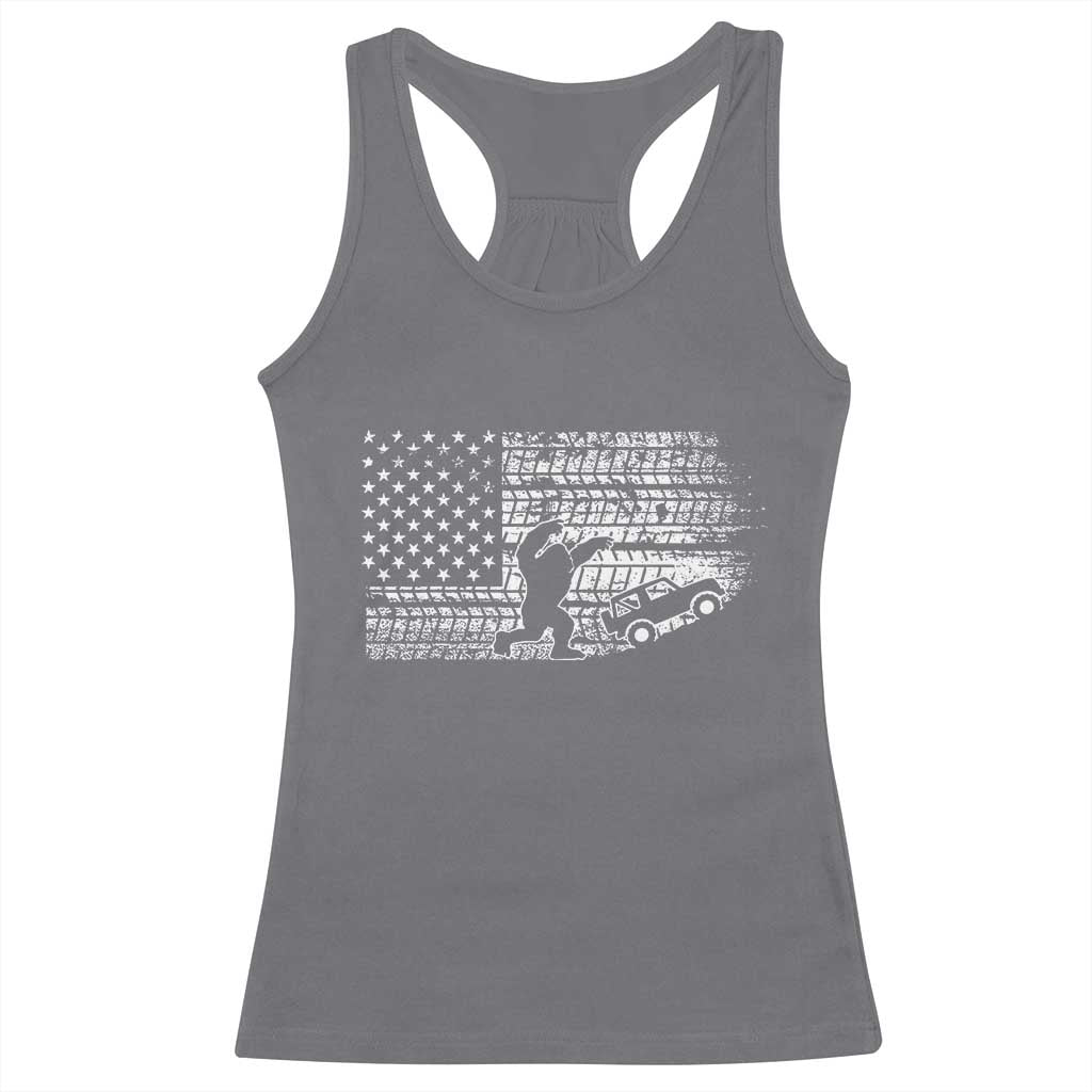 Bigfoot Offroad Car Racerback Tank Top Retro Sasquatch 4x4 UTV ATV Funny American Flag TS10 Charcoal Print Your Wear