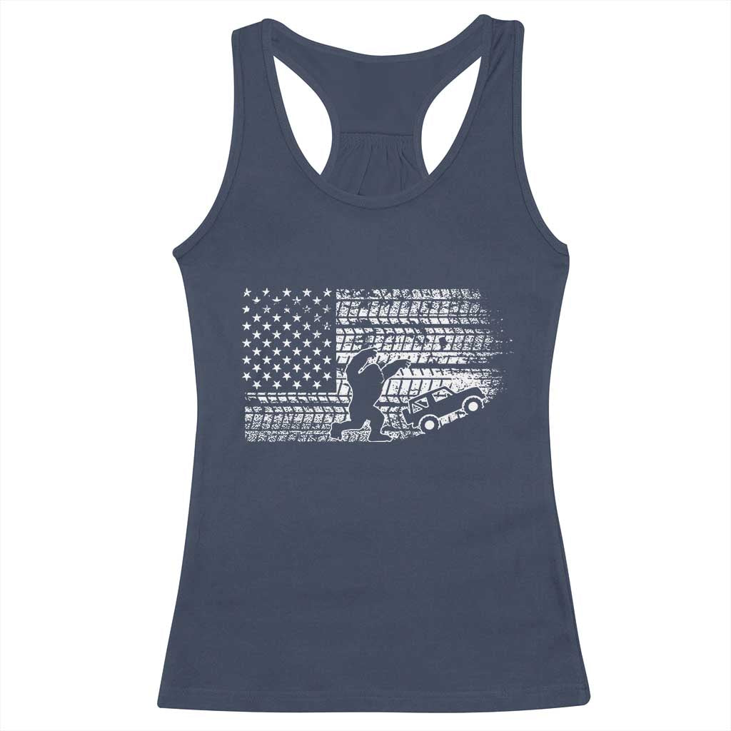 Bigfoot Offroad Car Racerback Tank Top Retro Sasquatch 4x4 UTV ATV Funny American Flag TS10 Navy Print Your Wear