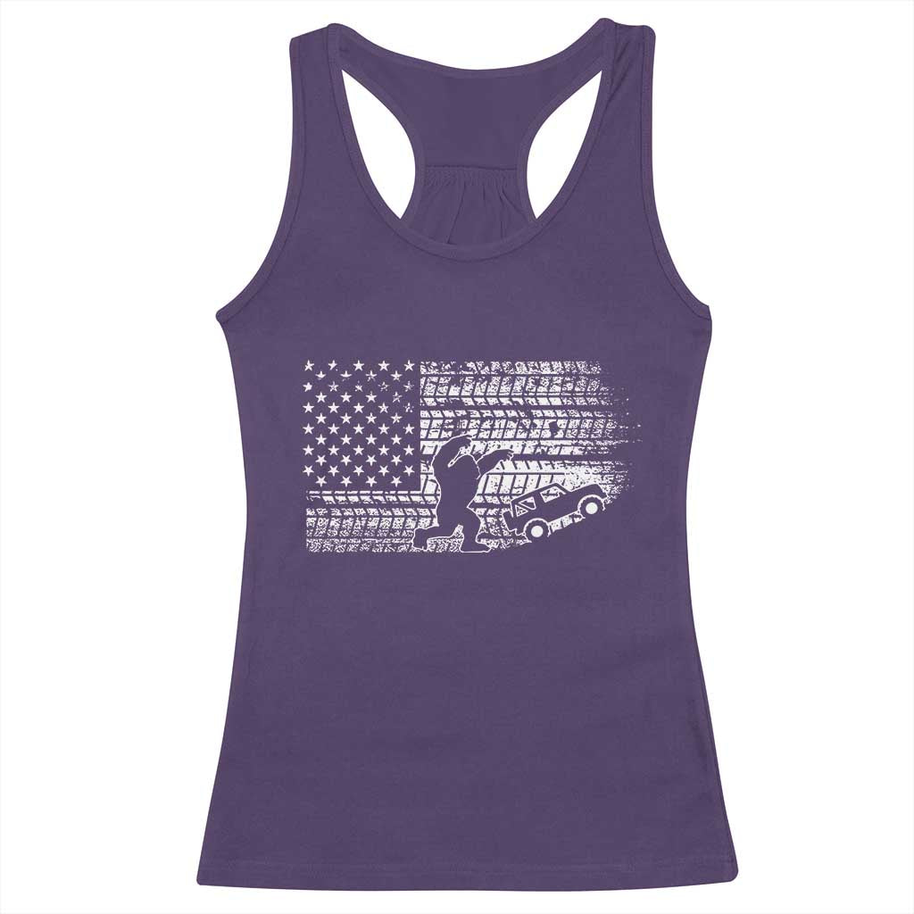 Bigfoot Offroad Car Racerback Tank Top Retro Sasquatch 4x4 UTV ATV Funny American Flag TS10 Purple Print Your Wear
