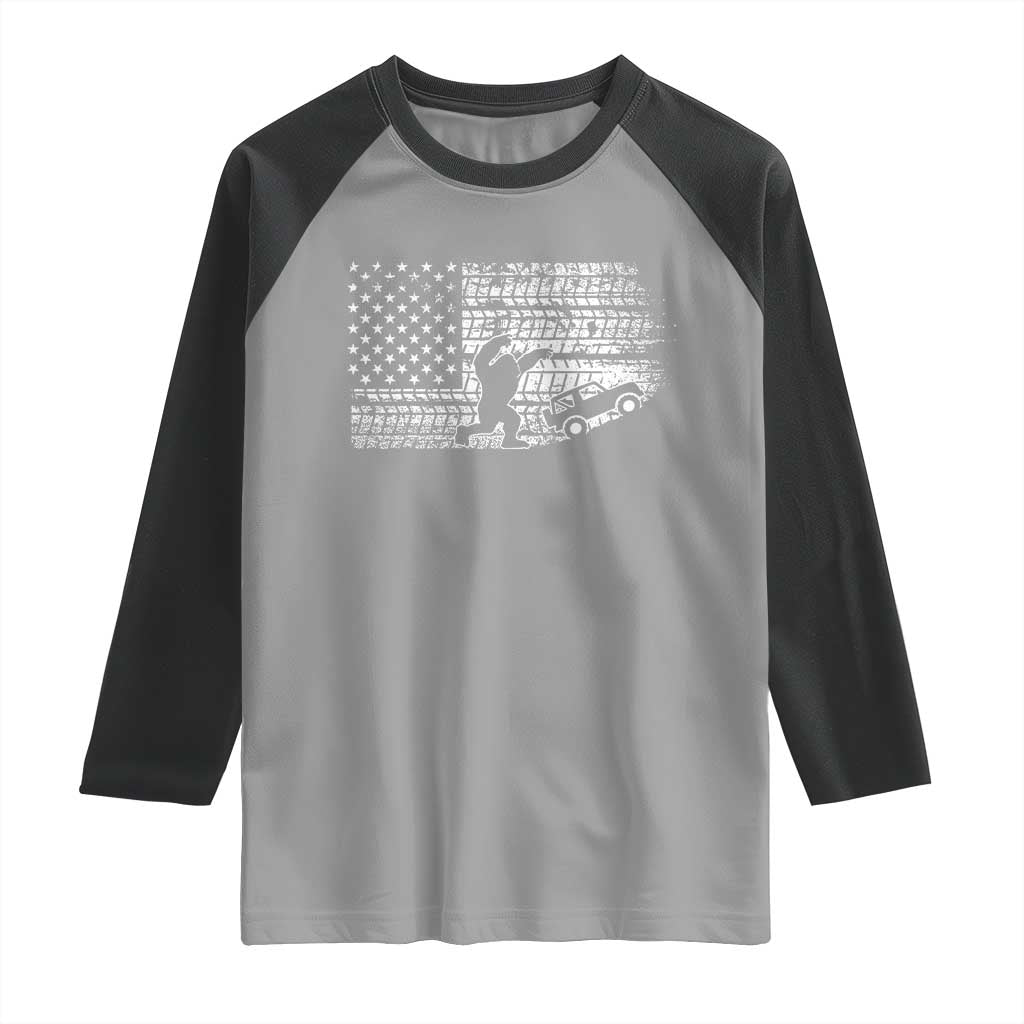 Bigfoot Offroad Car Raglan Shirt Retro Sasquatch 4x4 UTV ATV Funny American Flag TS10 Sport Gray Black Print Your Wear