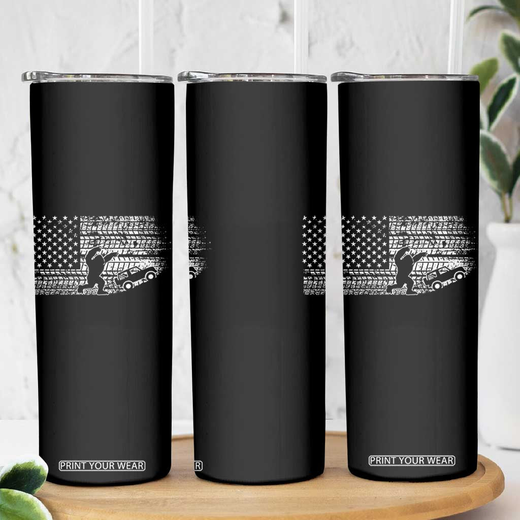 Bigfoot Offroad Car Skinny Tumbler Retro Sasquatch 4x4 UTV ATV Funny American Flag TS10 Print Your Wear