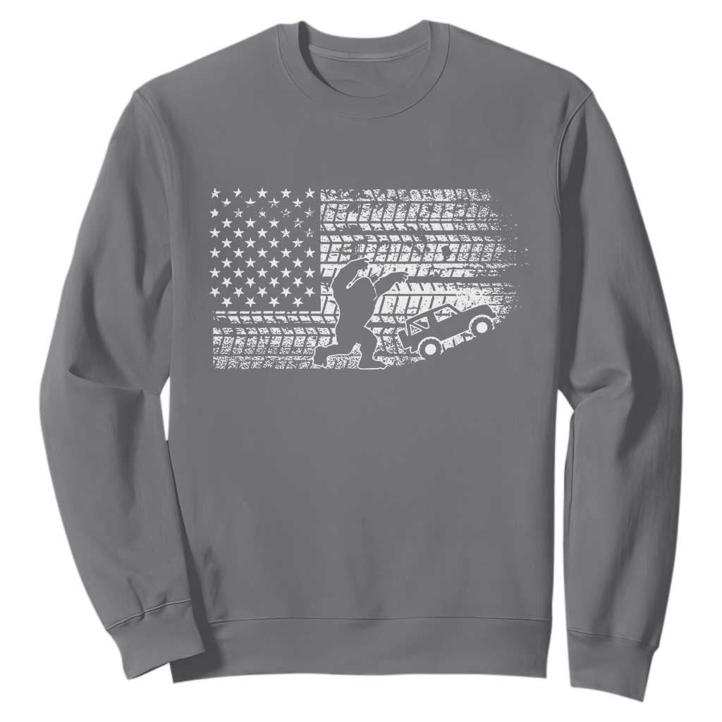 Bigfoot Offroad Car Sweatshirt Retro Sasquatch 4x4 UTV ATV Funny American Flag TS10 Charcoal Print Your Wear