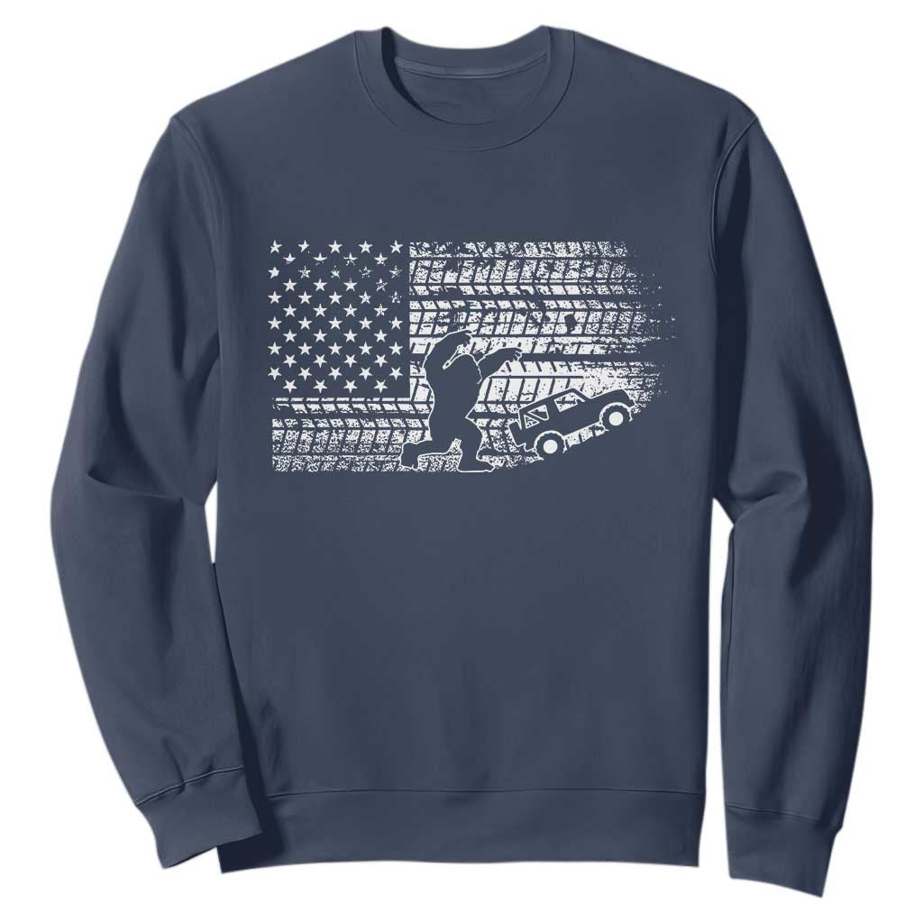 Bigfoot Offroad Car Sweatshirt Retro Sasquatch 4x4 UTV ATV Funny American Flag TS10 Navy Print Your Wear