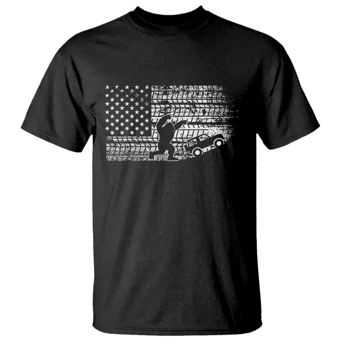 Bigfoot Offroad Car T Shirt Retro Sasquatch 4x4 UTV ATV Funny American Flag TS10 Black Print Your Wear