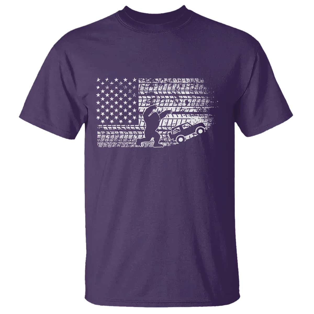 Bigfoot Offroad Car T Shirt Retro Sasquatch 4x4 UTV ATV Funny American Flag TS10 Purple Print Your Wear
