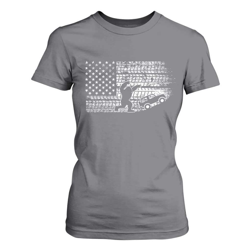 Bigfoot Offroad Car T Shirt For Women Retro Sasquatch 4x4 UTV ATV Funny American Flag TS10 Charcoal Print Your Wear