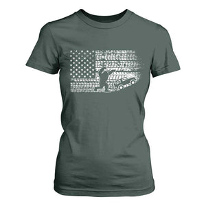 Bigfoot Offroad Car T Shirt For Women Retro Sasquatch 4x4 UTV ATV Funny American Flag TS10 Dark Forest Green Print Your Wear