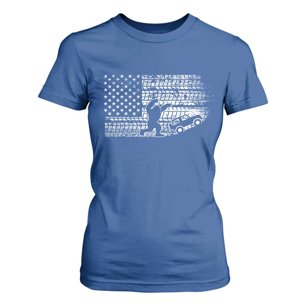 Bigfoot Offroad Car T Shirt For Women Retro Sasquatch 4x4 UTV ATV Funny American Flag TS10 Royal Blue Print Your Wear