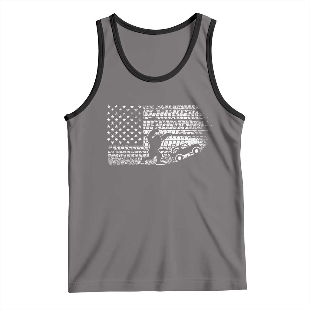 Bigfoot Offroad Car Tank Top Retro Sasquatch 4x4 UTV ATV Funny American Flag TS10 Deep Heather Black Print Your Wear